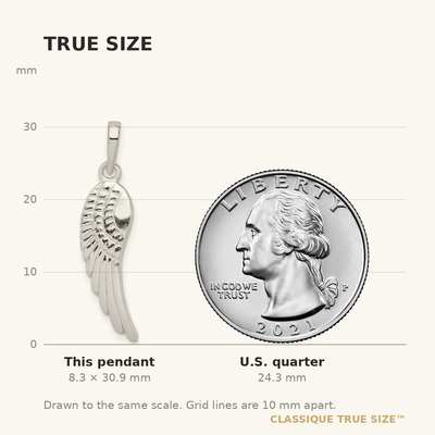 Sterling Silver Polished and Textured Angel Wing Pendant