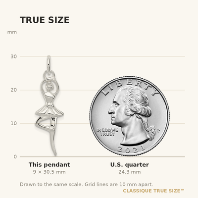 Sterling Silver Polished Ballerina Pendant, 30.5 x 9mm