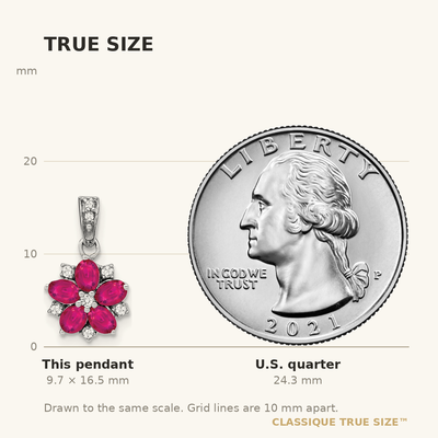 14K White Gold Ruby and Diamond Floral Pendant