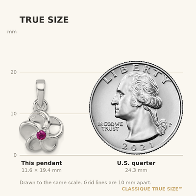 Sterling Silver Rhodium-plated Polished Red CZ Flower Pendant