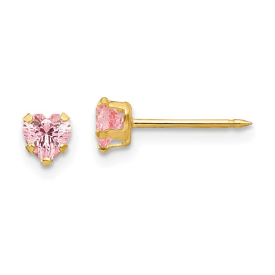 Inverness 14K Pink Heart CZ Earrings