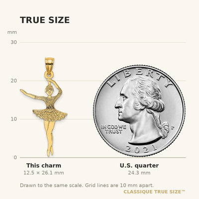 14K Satin Polished Ballerina Charm