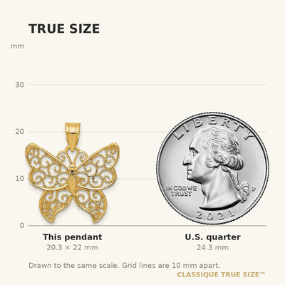 14K Filigree Butterfly Pendant