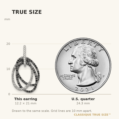 14K White Gold White and Black Diamond Ovals Dangle Post Earrings