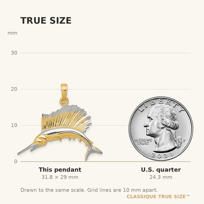 14K w/Rhodium Sailfish Pendant