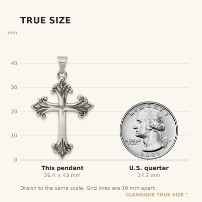 Sterling Silver Fleur De Lis Cross Pendant