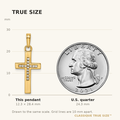 14K w/Rhodium D/C Cross Pendant, 28.35 x 12.34mm