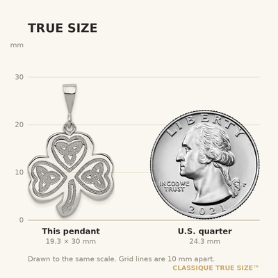 14K White Gold Trinity Clover Pendant