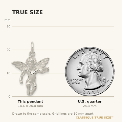 Sterling Silver Polished Full Angel Figure 3-D Pendant