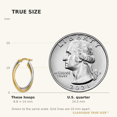 14K Two-tone Oval Hoop Earrings