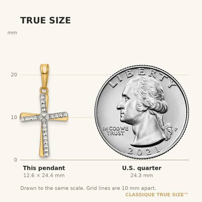 14K w/Rhodium D/C Cross Pendant, 24.41 x 12.82mm