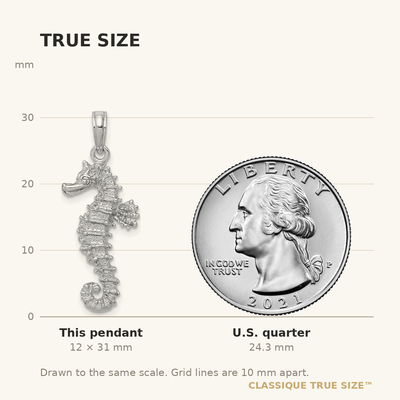 14K White Gold Polished Open-Backed Seahorse Pendant