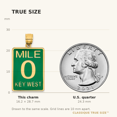 14K Enamel Mile Marker 0 / Key West Charm, 28.7 x 19.2mm