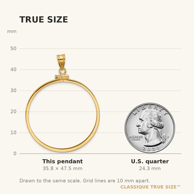 Wideband Distinguished Coin Jewelry 14K Polished x Screw Top Coin Bezel Pendant, 47.5 x 35.2mm