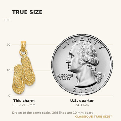 14K 3D KEY WEST Double Flip Flop Charm