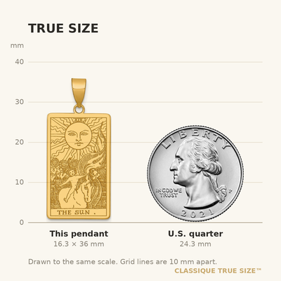 14K Yellow Gold The Sun Tarot Card Pendant