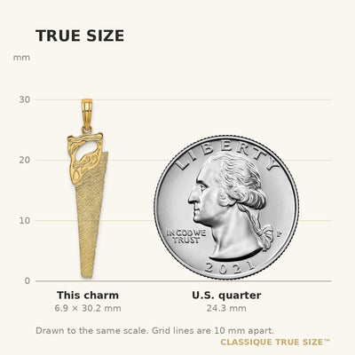 14K 3-D Flat Hand Saw Charm