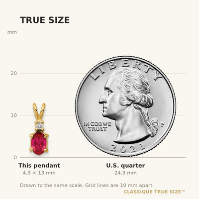 14K Oval Ruby and AA Diamond Pendant