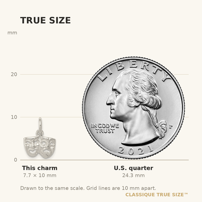 Sterling Silver Comedy/tragedy Charm, 10 x 12mm