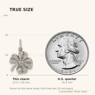 Sterling Silver Antiqued 4-Leaf Clover Charm