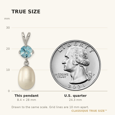 Sterling Silver Rhodium-plated White Teardrop Freshwater Cultured Pearl and 1.05BT Blue Topaz Pendant
