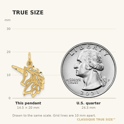 14K Unicorn Head Pendant