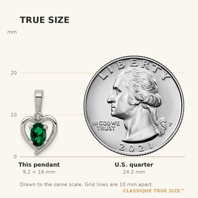 Sterling Silver Rhodium-plated Created Emerald & Diam. Pendant, 16 x 10mm