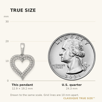 14K White Gold 1/. Diamond 2-row Heart Pendant