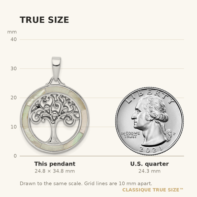 Sterling Silver Rhodium-plated White MOP Tree of Life Pendant