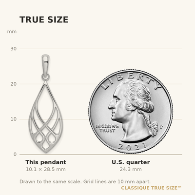 De-Ani Sterling Silver Rhodium-Plated Polished Teardrop Celtic Knot Pendant