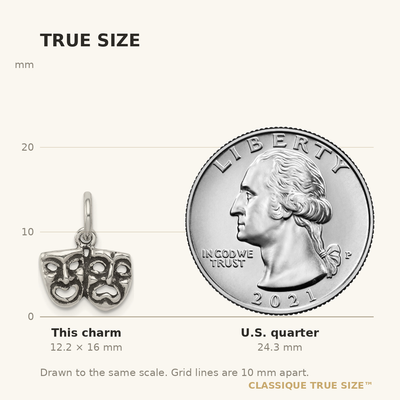 Sterling Silver Antiqued Comedy/Tragedy Face Charms, 16 x 12mm