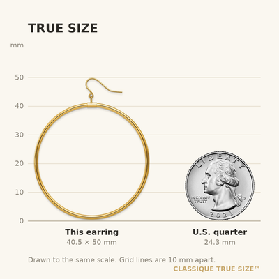 14K Tube Hoop Dangle Earrings, 50 x 2mm