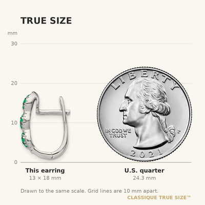 14K White Gold Diamond and Emerald Hinged Earrings