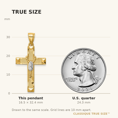 14K w/Rhodium Cross w/Rosary Pendant, 32.37 x 16.5mm