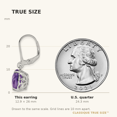 Sterling Silver Rhodium-plated Amethyst Earrings, 26 x 8mm