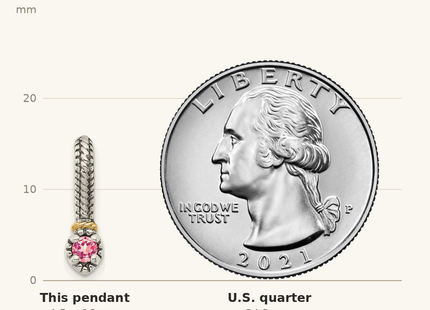 Classique True Size: Shey Couture Sterling Silver Antiqued with 14k Accent Polished Pink Tourmaline Chain Slide Pendant shown next to a US quarter (24.3 mm)