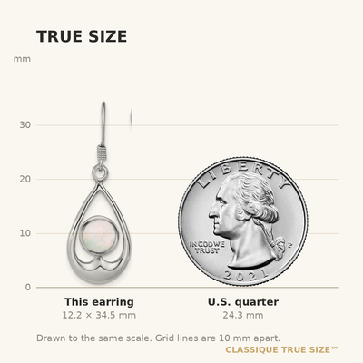 Sterling Silver Rhodium-plated Polished Round Mother of Pearl in Teardrop Dangle Shepherd Hook Earrings