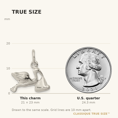Sterling Silver STORK W/ BABY CHARM