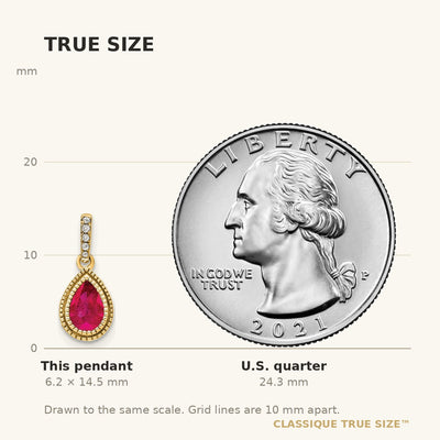 14K Pear Ruby and Diamond Pendant with Side Diamond Detail
