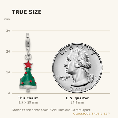 Amore La Vita Sterling Silver Rhodium-plated Polished 3-D Enameled Christmas Tree Charm with Fancy Lobster Clasp