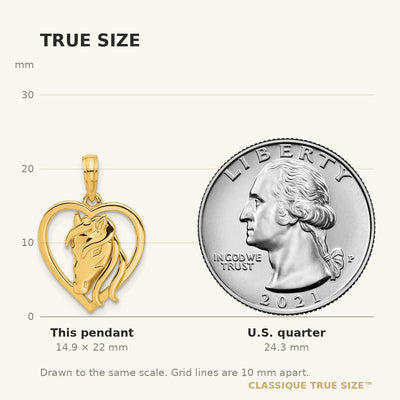 14K Polished Horse Head In Heart Pendant