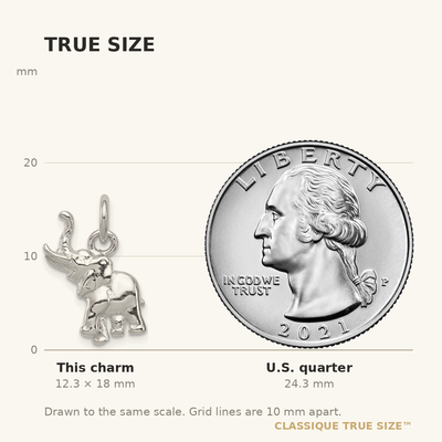 Sterling Silver Elephant Charm, 18 x 10mm