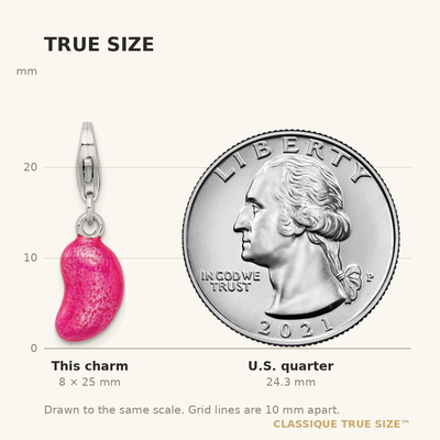 Amore La Vita Sterling Silver Rhodium-plated Polished 3-D Enameled Pink Jelly Bean Charm with Fancy Lobster Clasp