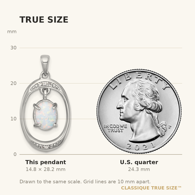 Sterling Silver Rhodium-plated Polished Fancy Lab Created Opal and White Topaz Oval Pendant