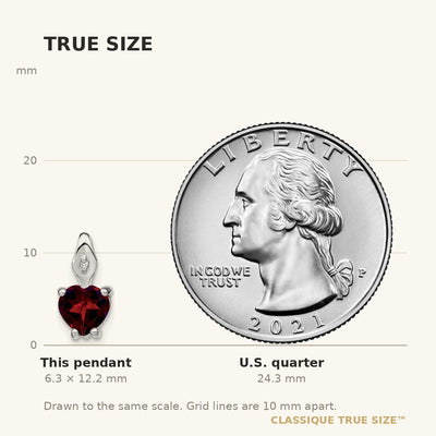 14K White Gold Heart Garnet and Diamond Pendant
