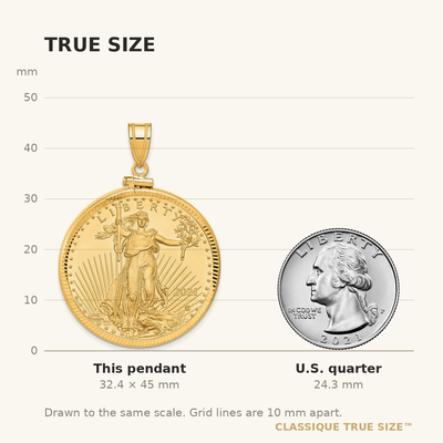 Wideband Distinguished Coin Jewelry 14ky Diamond-cut Screw Top Mounted 1oz American Eagle Coin Bezel Pendant
