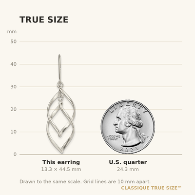 Sterling Silver Polished Fancy Twisted Dangle Earrings, 44.5 x 14mm