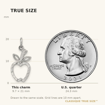 14K White Gold Diamond-cut Apple Charm