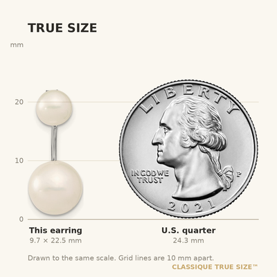Sterling Silver Rhodium-plated and White Button Freshwater Cultured Pearl Front and Back Post Dangle Earrings