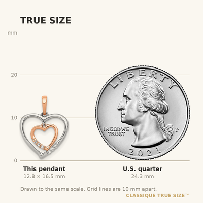 14kt White w/ Rose Gold Heart Charm Diamond Heart Pendant
